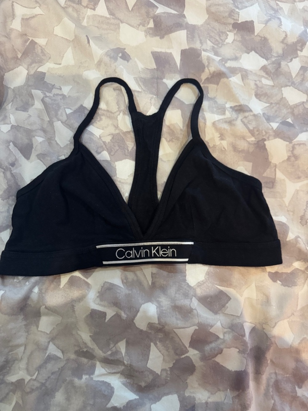 Calvin Klein Black Racerback Cotton Bralette with Logo Band